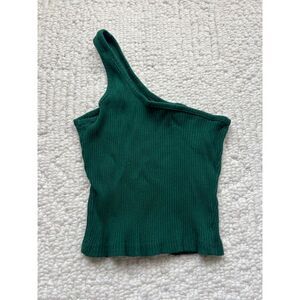 green ribbed one shoulder tank size xs